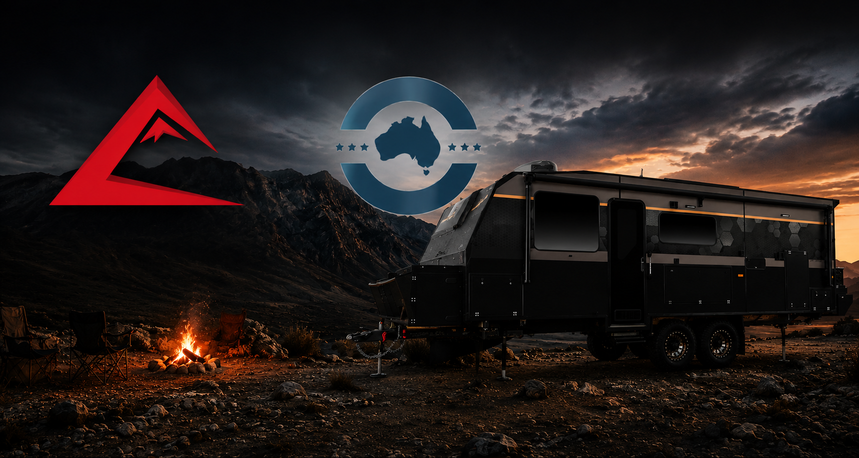 Cadillac RV caravan at sunset in the Australian outback